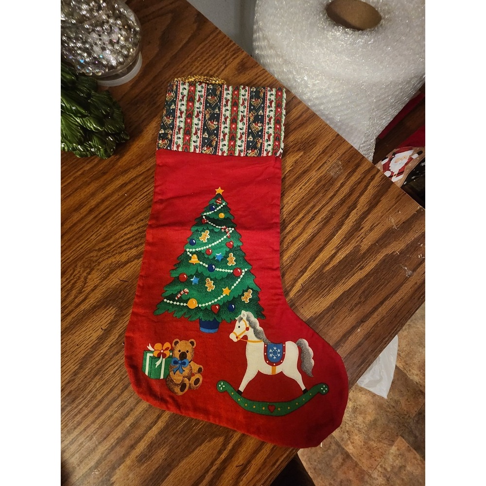 Vintage Peking Handicraft Christmas Tree Rocking Horse Christmas Stocking‎